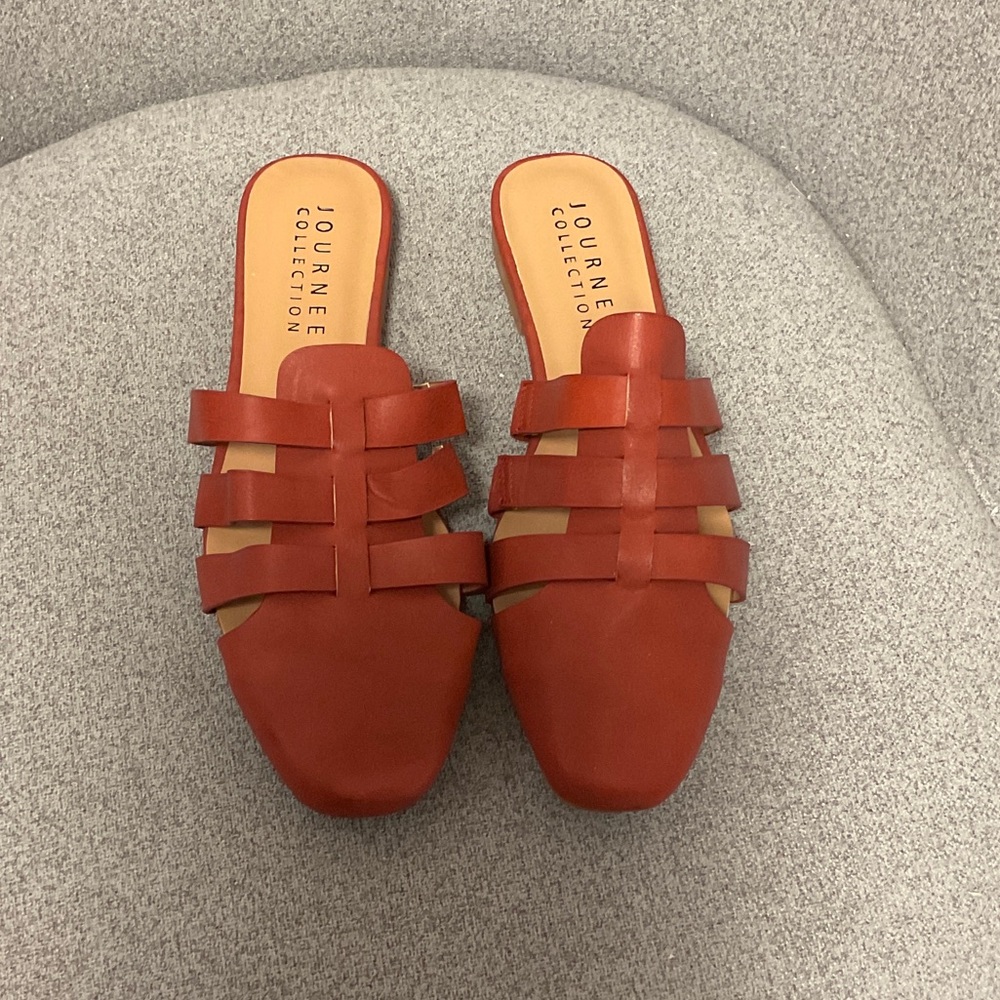 Journee Collection Red Strappy Mules